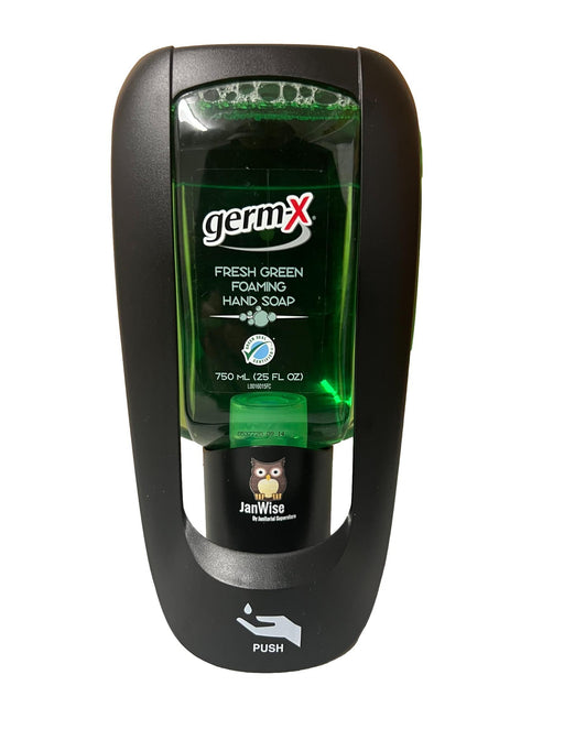 JanWise Black Manual Soap Dispenser, 750ML (Fits Germ-X Refills) - Janitorial Superstore