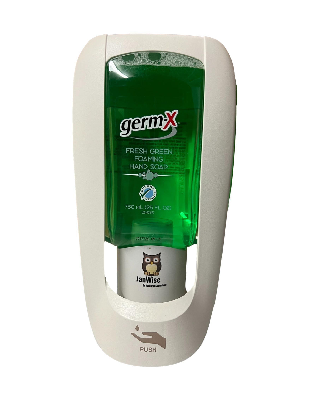JanWise White Manual Soap Dispenser, 750ML (Fits Germ-X Refills) - Janitorial Superstore