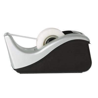 Scotch® Value Desktop Tape Dispenser, Attached 1" Core, Black/Silver - Janitorial Superstore