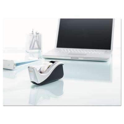 Scotch® Value Desktop Tape Dispenser, Attached 1" Core, Black/Silver - Janitorial Superstore