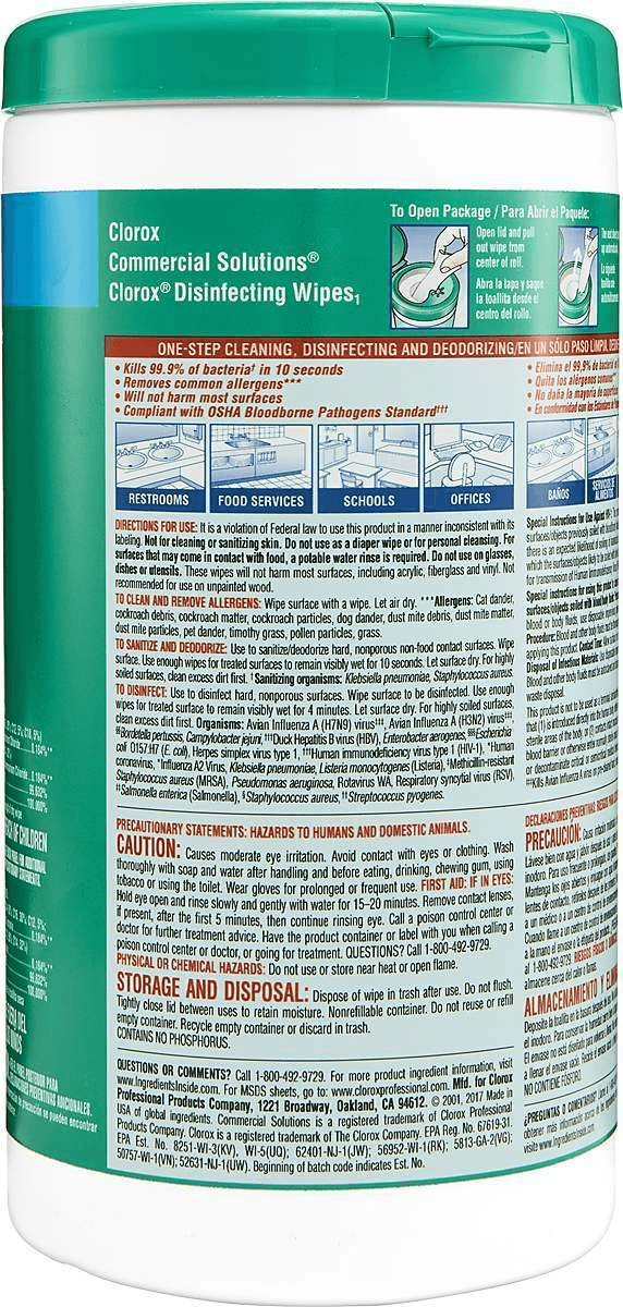 Clorox Disinfecting Wipes, 7 x 8, Fresh Scent, 75/Canister - Janitorial Superstore