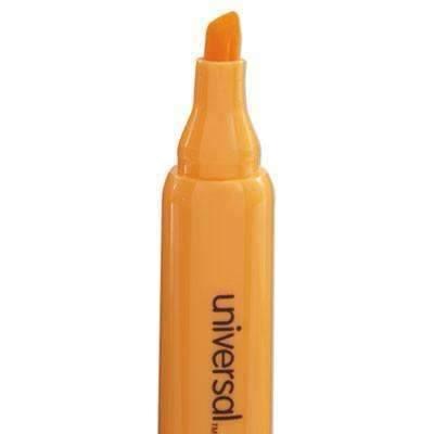 Universal® Desk Highlighter, Chisel Tip, Fluorescent Orange, Dozen - Janitorial Superstore