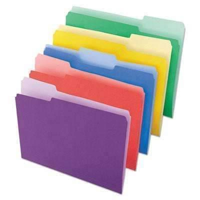 Universal® File Folders, 1/3 Cut Single-Ply Top Tab, Letter, Assorted, 100/Box - Janitorial Superstore