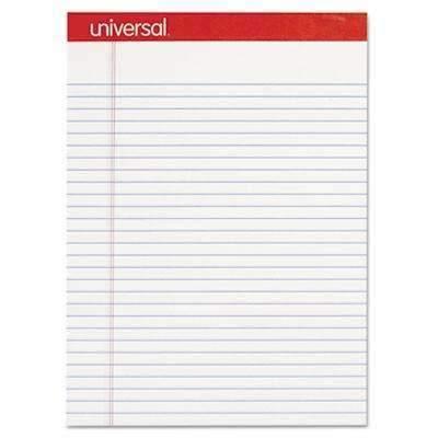 Universal® Perforated Edge Writing Pad, Legal Ruled, Letter, White, 50 Sheet, Dozen, 8 1/2" X 11 3/4" - Janitorial Superstore
