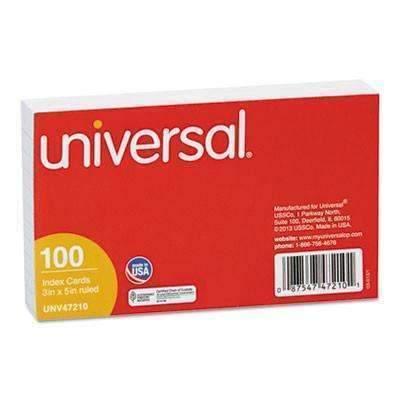 Universal® Ruled Index Cards, 3 x 5, White, 100/Pack - Janitorial Superstore