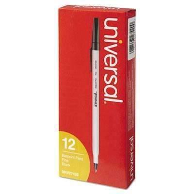 Economy Ballpoint Stick Oil-Based Pen, Black Ink, Fine, 12 Pack - Janitorial Superstore