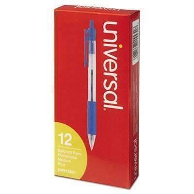 Economy Retractable Ballpoint Pen, Blue Ink, 12 Pack - Janitorial Superstore
