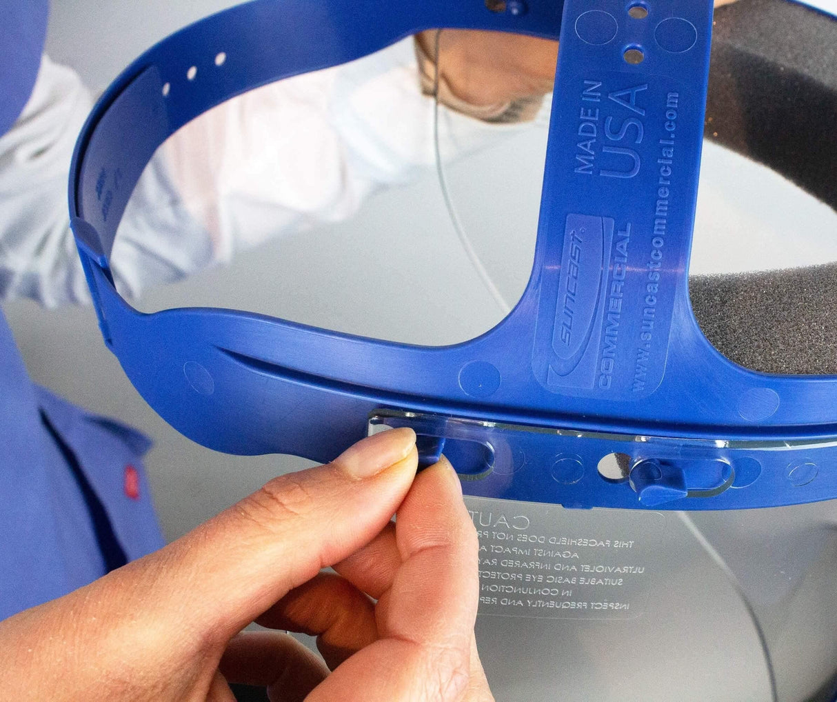 Suncast Commercial Protective Reusable Face Shield With Adjustable Headgear - Janitorial Superstore