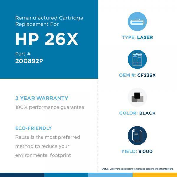 JSS Remanufactured High Yield Toner Cartridge for HP CF226X (HP 26X) - Janitorial Superstore