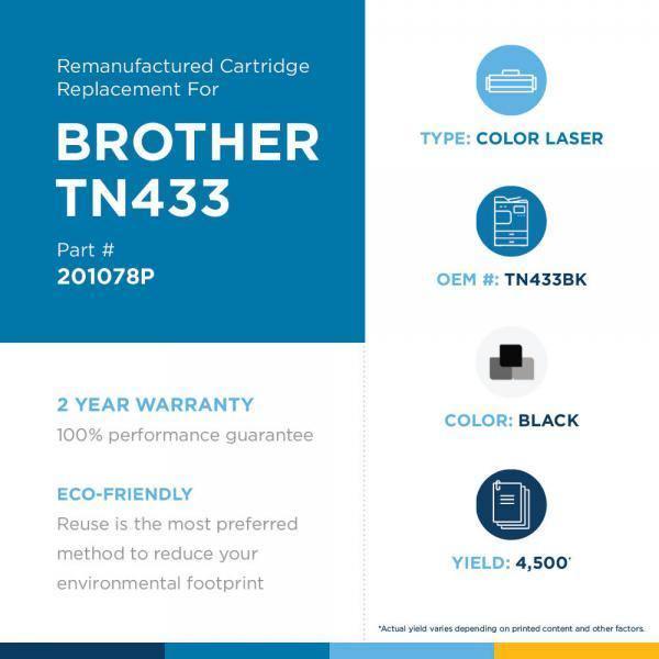 JSS Remanufactured High Yield Black Toner Cartridge for Brother TN433BK - Janitorial Superstore