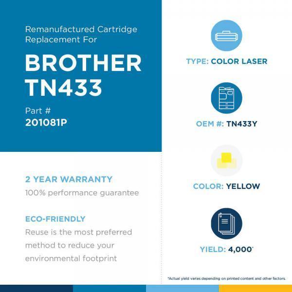 JSS Remanufactured High Yield Yellow Toner Cartridge for Brother TN433Y - Janitorial Superstore