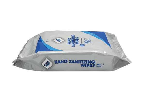 WIPESPLUS HAND SANITIZING WIPE, BZK, FLOWPACK, 80 COUNT