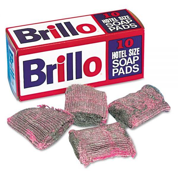 Brillo Hotel Size Soap Pad, 4 x 4, Charcoal/Pink, 10/Box - Janitorial Superstore