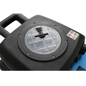 Top view of Mytee Speedster Deluxe 1001DX-200 carpet extractor showing handle and control panel layout