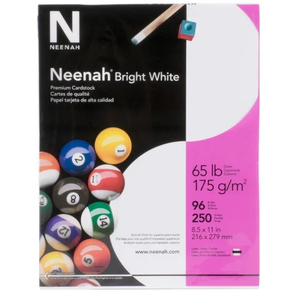 Bright White Card Stock, 96 Bright, 65 lb Cover Weight, 8.5 x 11, 250/Pack (WAU91904)