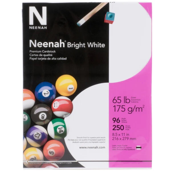 Bright White Card Stock, 96 Bright, 65 lb Cover Weight, 8.5 x 11, 250/Pack (WAU91904)
