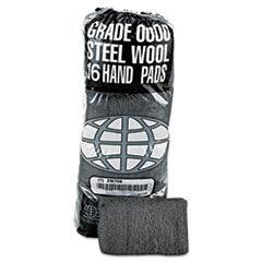 Industrial-Quality Steel Wool Hand Pads, #0000 Super Fine, Steel Gray, 16 Pads/Sleeve