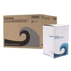 Wrapped Giant Straws, 10.25", Polypropylene, Clear, 100/Pack, 10 Packs/Carton (BWKJSTW1025CLR)