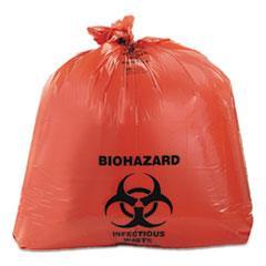 Healthcare Biohazard Printed Can Liners, 40-45 gal, 3 mil, 40" x 46", Red, 75/Carton (IBSSL4046R) - Janitorial Superstore