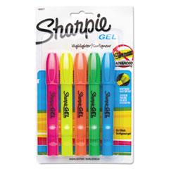 Gel Highlighters, Assorted Ink Colors, Bullet Tip, Assorted Barrel Colors, 5/Set - Janitorial Superstore