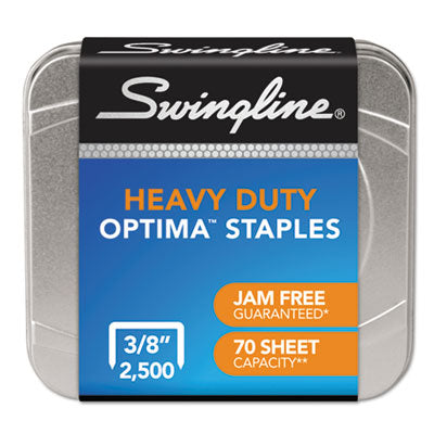Optima High-Capacity Staples, 0.38" Leg, 0.5" Crown, Steel, 125/Strip, 20 Strips/Box SWI35550