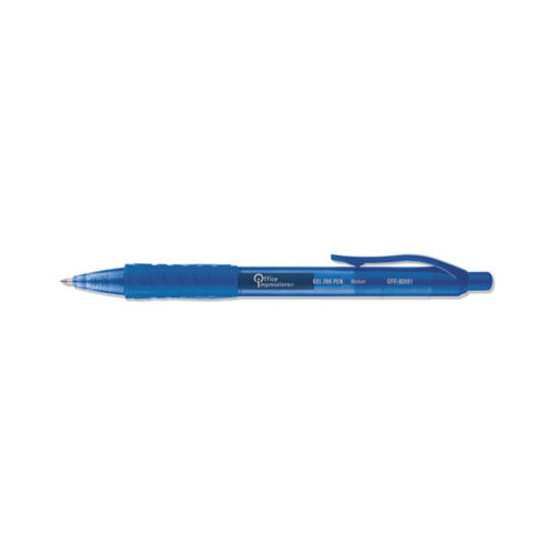 Office Impressions® Clear Barrel Retractable Gel Ink Roller Ball Pen, Blue Ink, Medium, 36/Pack