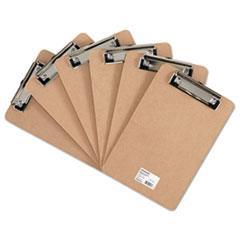 Hardboard Clipboard with Low-Profile Clip, 0.5" Clip Capacity, Holds 5 x 8 Sheets, Brown, 6/Pack(UNV05561) - Janitorial Superstore