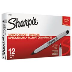 Ultra Fine Tip Permanent Marker, Ultra-Fine Needle Tip, Black, Dozen (SAN37001B)