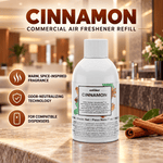 Vectair Systems Airoma 3000 Cinnamon commercial air freshener refill bottle with cinnamon sticks.