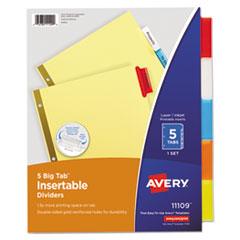 Avery® WorkSaver Big Tab Reinforced Dividers, Multicolor Tabs, 5-Tab, Ltr, Buff, 1/Set