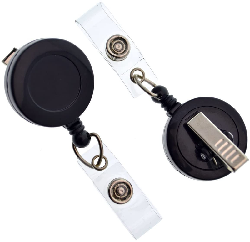 25 Pack - Bulk Premium Black Retractable Badge Reels With Alligator Swivel Clipspid- 3130-q25