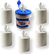 Flex Wipes Pour in your disinfectant, sanitizing  Wipes, bucket/Wipes 12" x 12.5" 1 bucket / 5 rolls of 110(#70110)