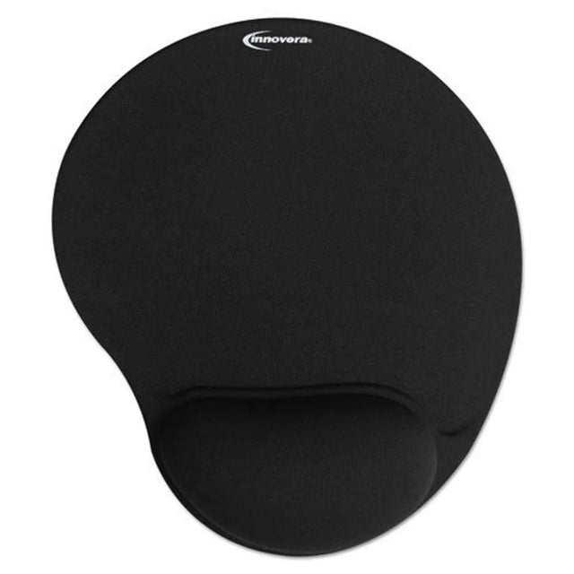 Innovera® Mouse Pad with Fabric-Covered Gel Wrist Rest, 10.37 x 8.87, Black (#IVR50448) - Janitorial Superstore