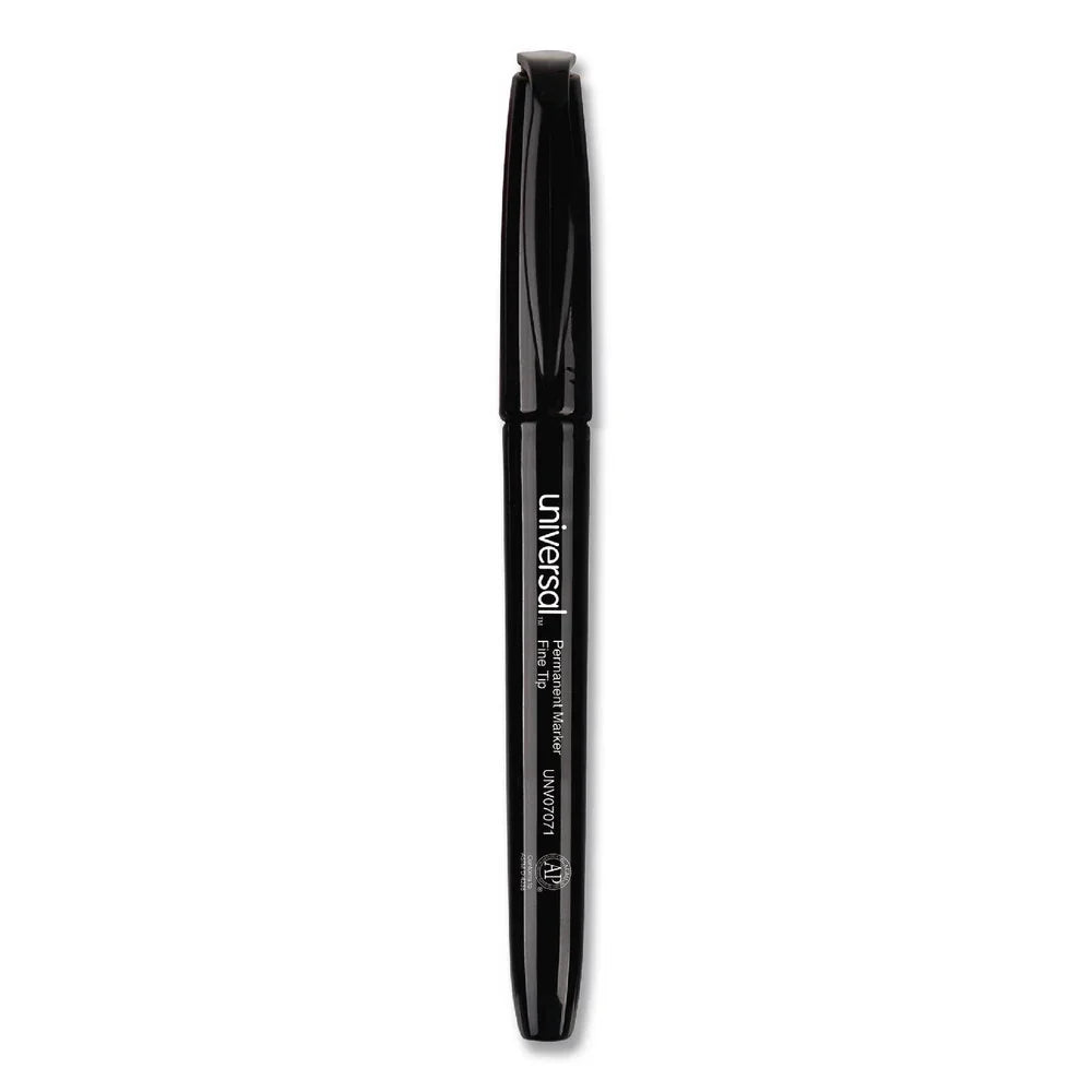 Permanent Marker Fine Bullet Tip Pen-Style Permanent Marker - Black 12PK