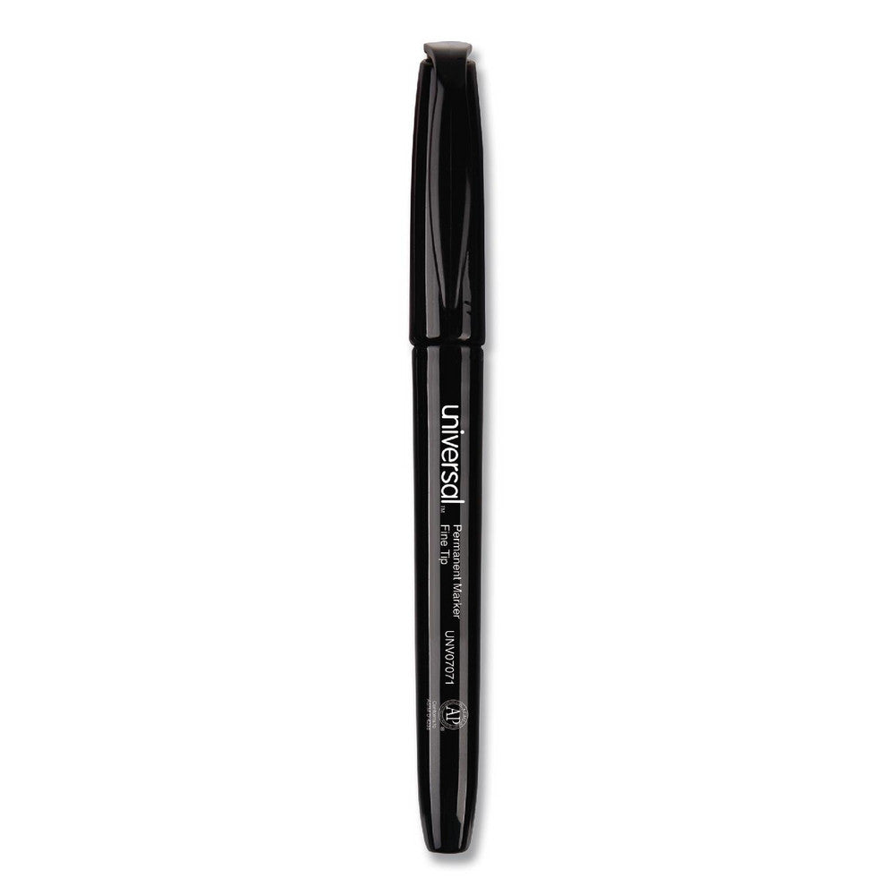 Permanent Marker Fine Bullet Tip Pen-Style Permanent Marker - Black 12PK