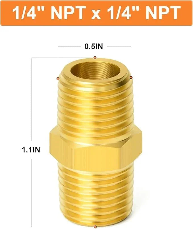 Brass Pipe Fitting, Reducing Hex Nipple, 1/4-Inch Male Pipe x 1/4-Inch Male Pipe (#9303) - Janitorial Superstore
