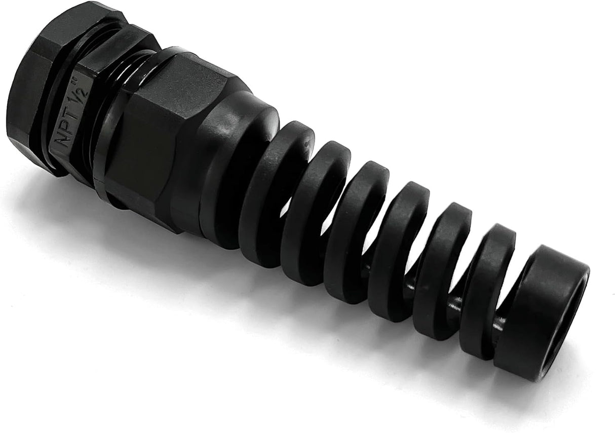 Electrical Cord 1/2" NPT Flexible Cable Gland, Spiral Pigtail Cord Grip Strain Relief