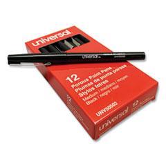 Universal® Deluxe Porous Tip Stick Pen, Black Ink, Medium, Dozen (UNV50502)