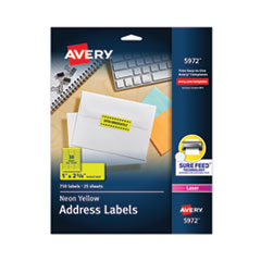 High-Visibility Permanent Laser ID Labels, 1 x 2.63, Neon Yellow, 750/Pack AVE5972