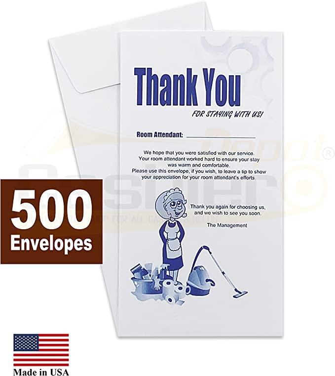 50 Housekeeping Tip Thank you Envelope, White, 3 1/2" X 6 1/2", Premium 24lb. White, 50/box - Janitorial Superstore