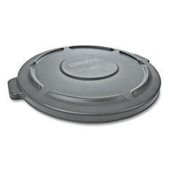BRUTE Self-Draining Flat Top Lid, for 32 gal Round BRUTE Containers, 22.25" Diameter, Gray(RCP263100GY) - Janitorial Superstore