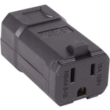 Journeyman-Pro 515CCV Clamshell 15 Amp 120-125 Volt, NEMA 5-15R, 2Pole 3Wire, Straight Blade, Female Connector Plug Replacement Cord Outlet, Commercial Grade PVC Black