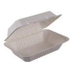 Empress Earth Hinged Container Molded Fiber 9"x6"Hoagie Natural White PFAS Free 2 / 125 cs ( EHL-96-PF)