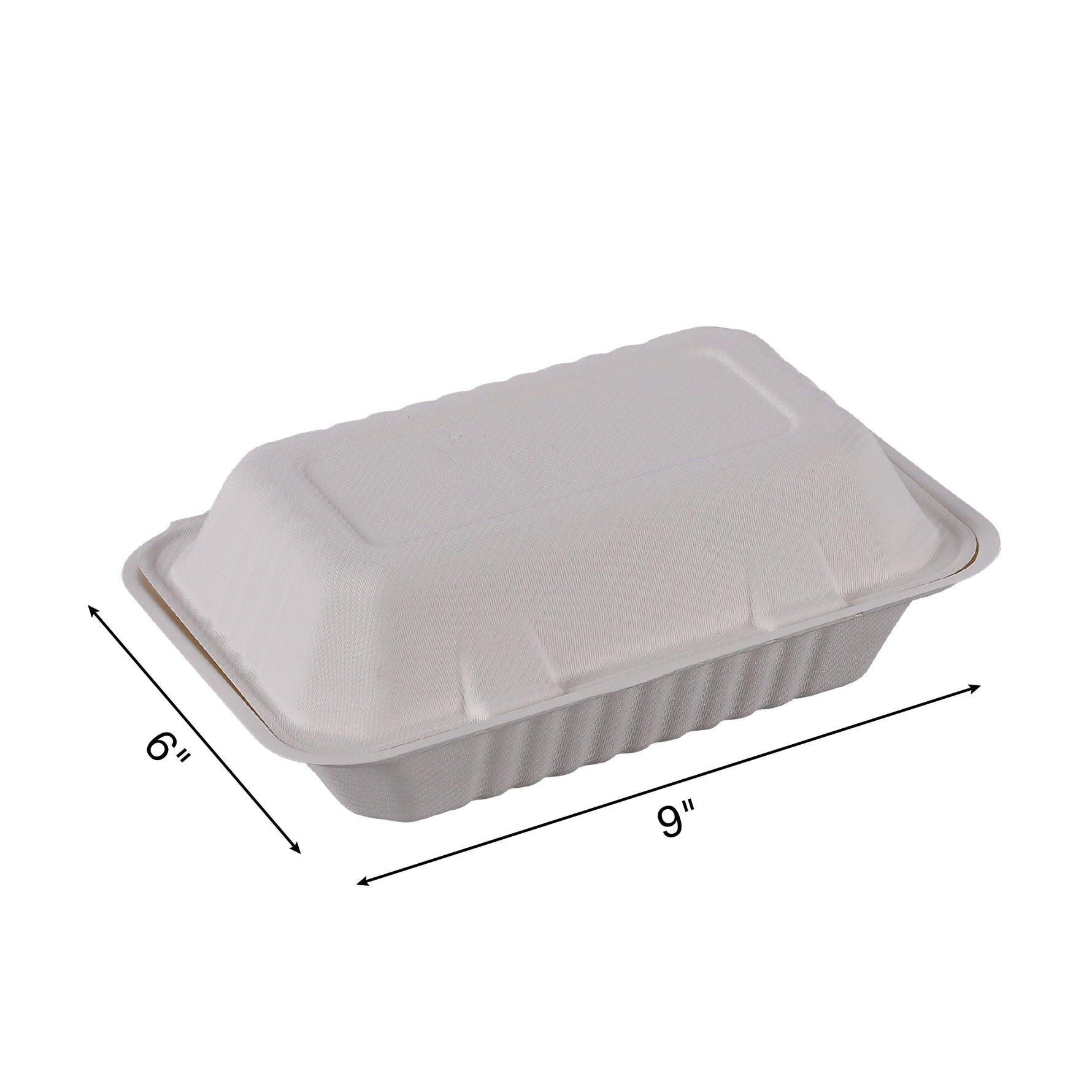 Empress Earth Hinged Container Molded Fiber 9"x6"Hoagie Natural White PFAS Free 2 / 125 cs ( EHL-96-PF)