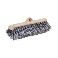 Dual-Surface Black Polypropylene Bristles, 10" Brush, Brown Plastic Handle - Janitorial Superstore