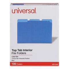 Interior File Folders, 1/3-Cut Tabs: Assorted, Letter Size, 11-pt Stock, blue, 100/Box( - Janitorial Superstore