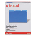 Interior File Folders, 1/3-Cut Tabs: Assorted, Letter Size, 11-pt Stock, blue, 100/Box(