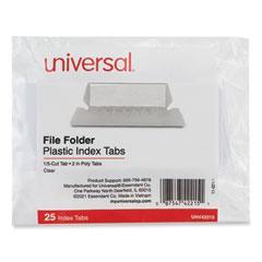 Universal® Hanging File Folder Plastic Index Tabs, 1/5 Tab Cut, 2 1/4" Tab, Clear, 25/Pack (UNV42215)