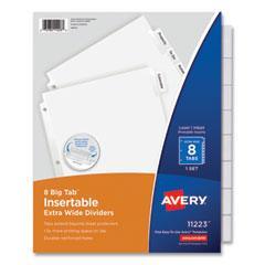 Insertable Big Tab Dividers, 8-Tab, 11.13 x 9.25, White, Clear Tabs, 1 Set - Janitorial Superstore