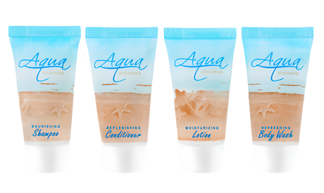 Aqua Organics Set 100 Pack (25 Each of Shampoo, Conditioner, Body Wash, Lotion)